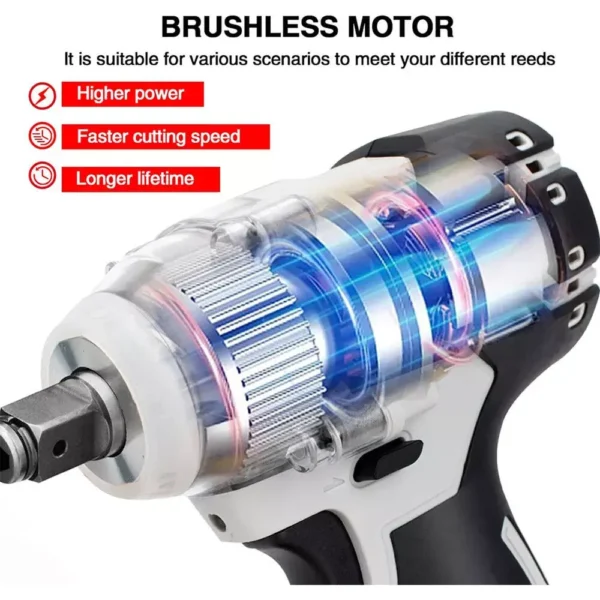 1/2 Cordless Impact Wrench Brushless High Torque Power Wrench Impact Gun Impact Driver Power Tool Electric Tools - Image 5