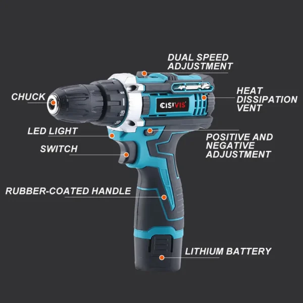 CISIVIS cordless 2000r/min 10mm Brushed 300w Electric Drills - Image 2