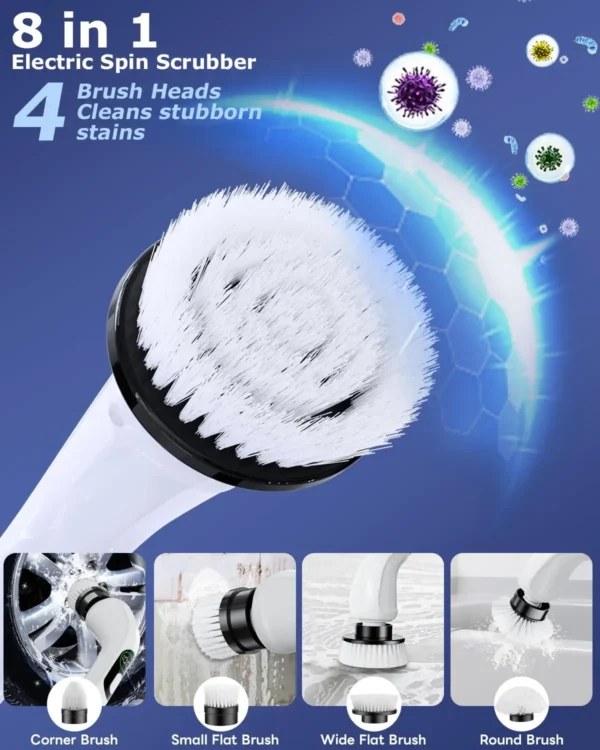 Electric Spin Scrubber, Cordless Shower Scrubber with Adjustable Extension Handle, Power Cleaning Brush - Image 4