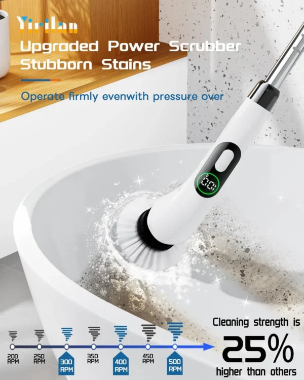 Electric Spin Scrubber, Cordless Shower Scrubber with Adjustable Extension Handle, Power Cleaning Brush - Image 3