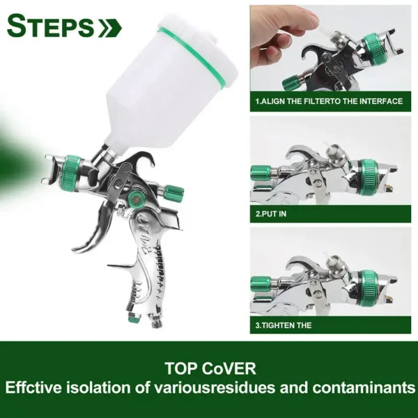 600CC HVLP Air Spray Gun Kit with Gravity Feed 1.4 1.7 2.0MM Nozzles for Vehicle Car Paint