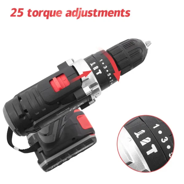 CISIVIS 10mm 25N.M 21V 180W 1800RPM Brush Cordless  Power Drill Set - Image 4