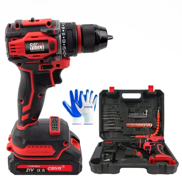 CISVIS 21V 80NM 3/8 Cordless Power Drill Set