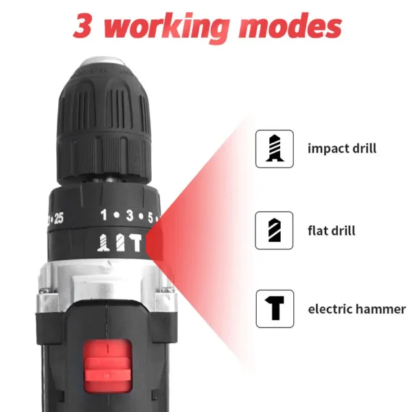 CISIVIS 10mm 25N.M 21V 180W 1800RPM Brush Cordless  Power Drill Set - Image 5