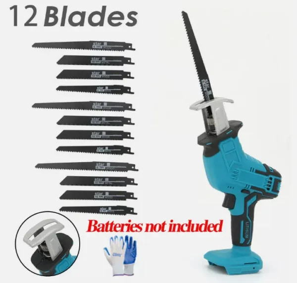 Customized Handheld Cordless Electric Reciprocating Saw With 12 Pcs Saw Blade Battery Power Chainsaw