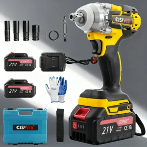 21V Cordless Electric Impact Wrench Brushless Impact Gun With 2 Batteries And One Charger Power Wrenches Impact Driver Tools Set