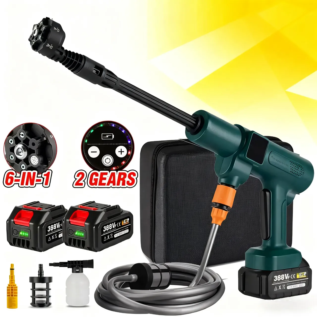 CISIVIS 200bar 3500W Brushless Car Water Gun Electric High Pressure Washer 6-in-1 Car Washing Garden Water Gun