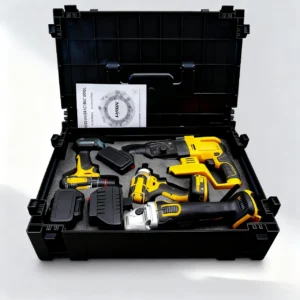 4-Piece Cordless Power Tool Set TZ0017 – Rotary Hammer, Angle Grinder, Drill & Impact Wrench.2.